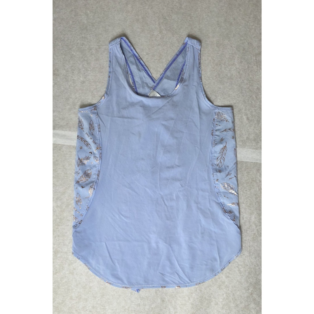 ivivva Tank Top sz 14 Free To Run Singlet Purple Rose Gold Run Loose Wrap Back